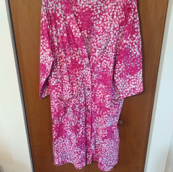 Midnight by Carole Hochman Pink and Blue Patterned Top - Picture 1 of 5